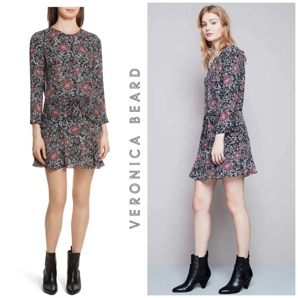 NWT Veronica Beard Printed Silk Tie Front Dress